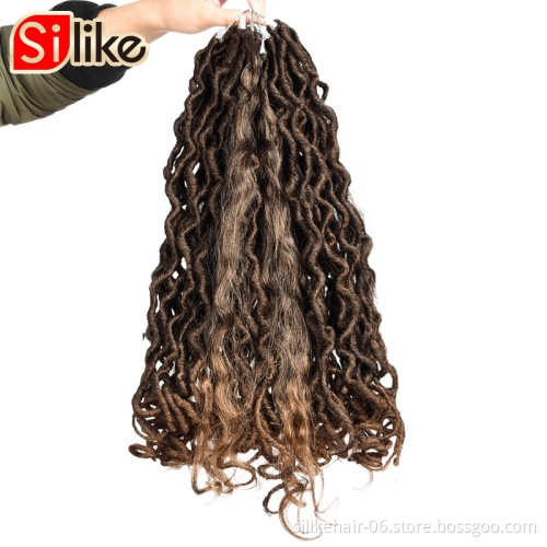 NEW Goddess Faux Locks River Hair Silike Faux Locs Wavy Crochet With Curly Braids18 Inch Soft Natural Synthetic Hair Extension